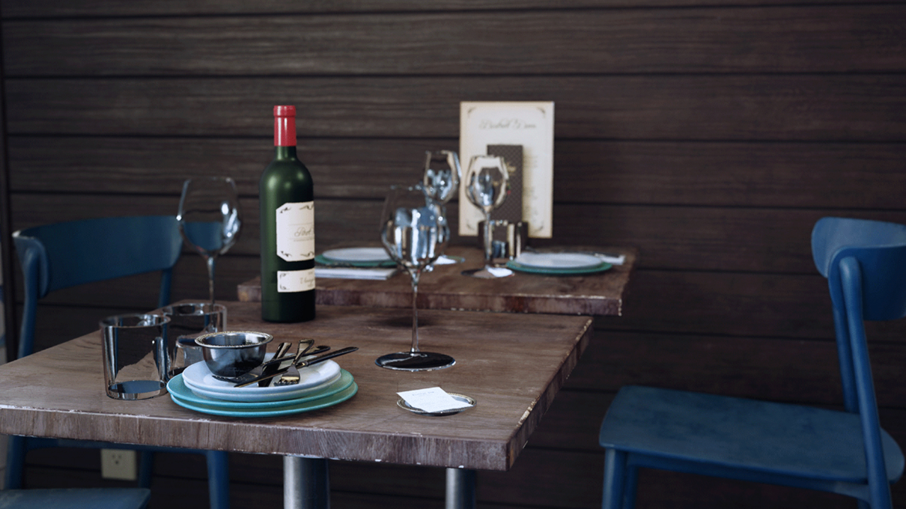 Bistro Restaurant Scene西式餐厅场景