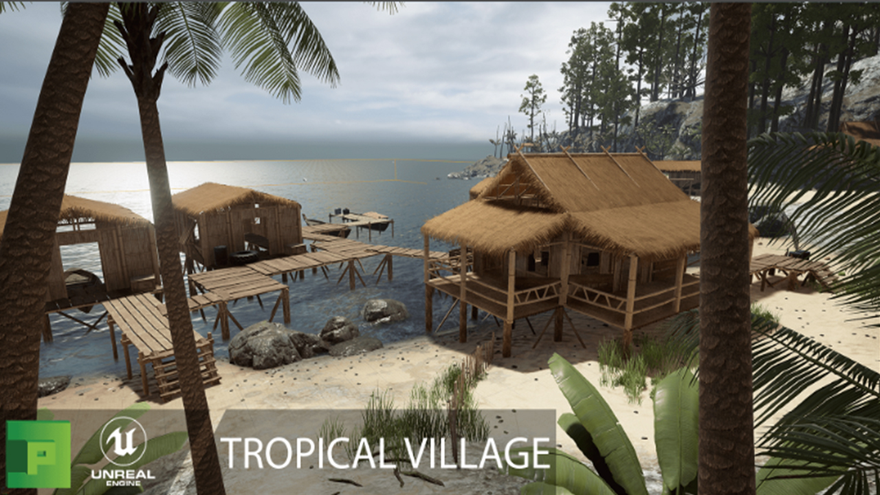 Tropical Village热带小岛村庄村子部落植物场景