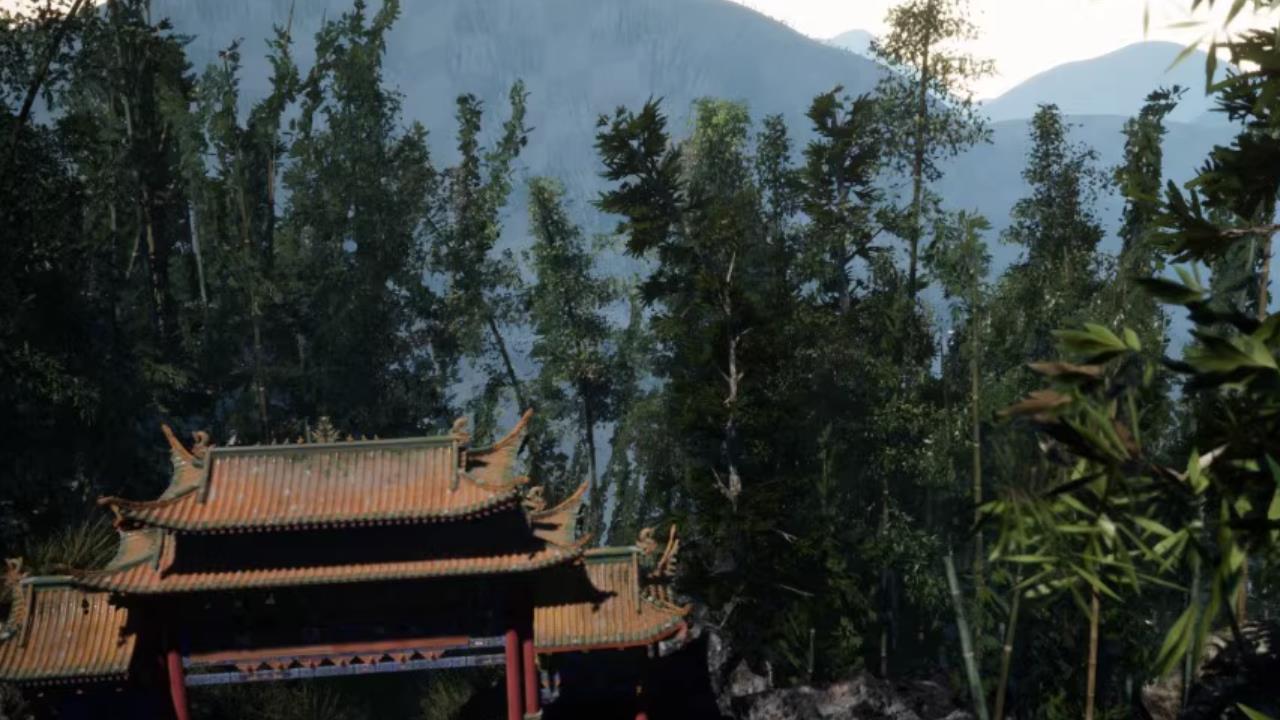 Oriental ancient pictures中国风古风竹林寺庙场景