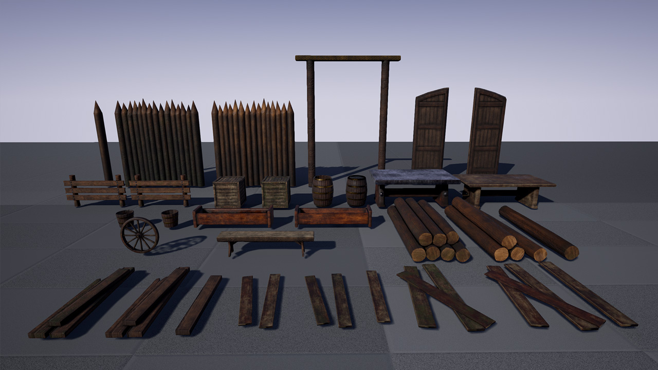 Medieval Series Village Wooden Props中世纪乡村道具资源包