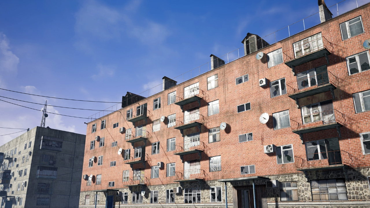 City buildings写实破旧废弃宿舍楼房居民楼场景包