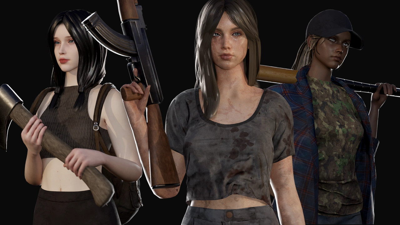 Customizable Survival Girl冒险求生游戏女角色人物素材包