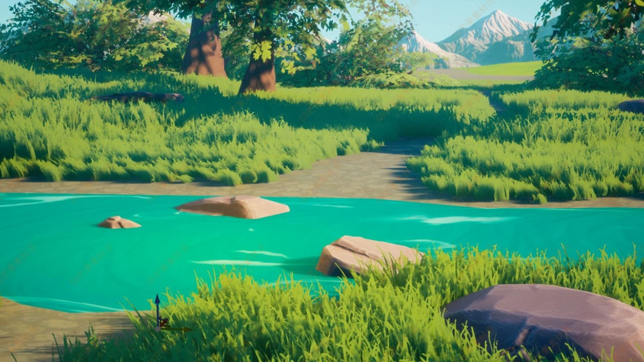 StylizedFoliageWind卡通乡村树林小河场景