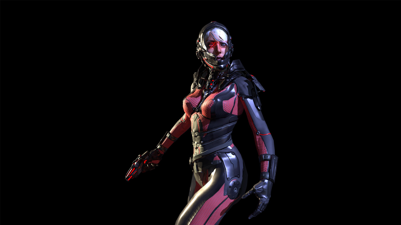 Cosmogirl赛博朋克科幻女性女战士角色基础动作