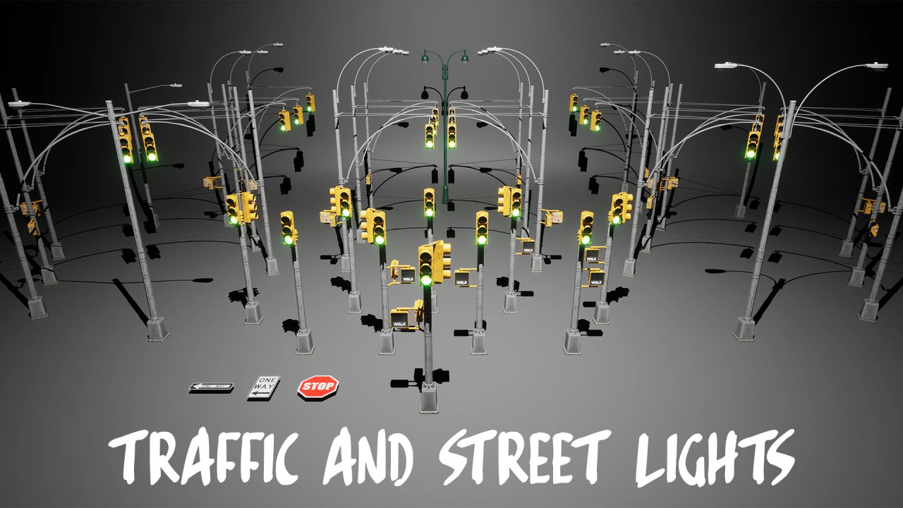 Traffic_and_Street_Lights马路路边路灯交通灯红绿灯