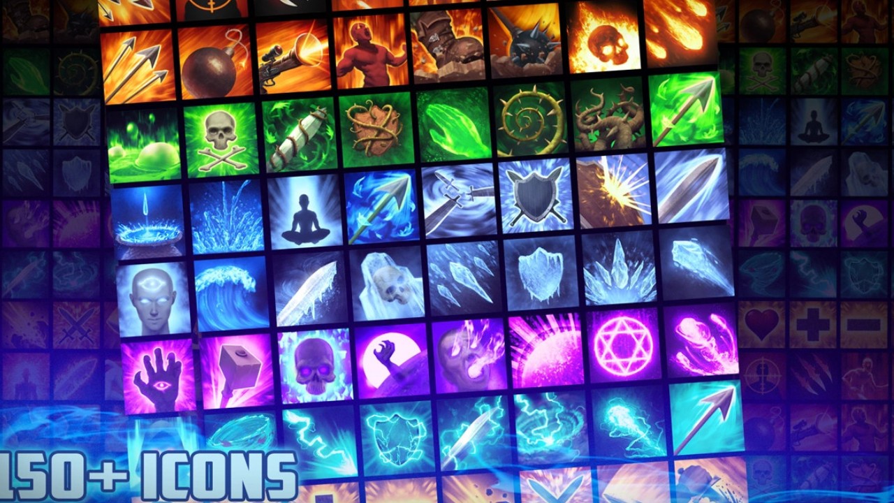 150+ Fantasy Spell Icons Pack 150种常用技能魔法图标