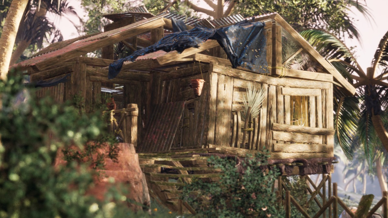 Abandoned Hut in Tropical Island ( Survival Post Apocalyptic Abandoned）热带岛屿上的废弃小屋