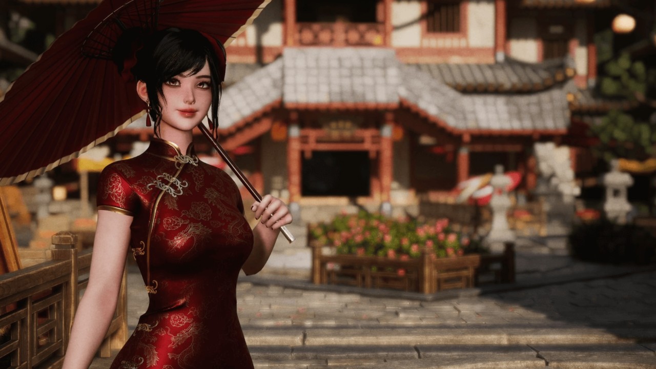 Jua Lee Girl in Cheongsam Qipao Dress旗袍连衣裙女孩