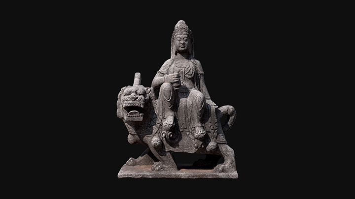 扫描资产_坐兽石雕佛像001