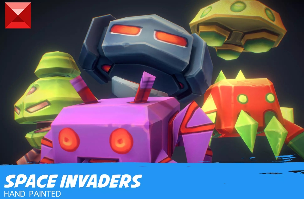Low Poly Space Invader Set v1.2入侵者机器人