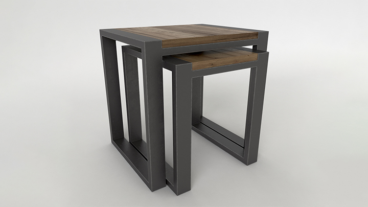 渲染模型_多边桌套装001