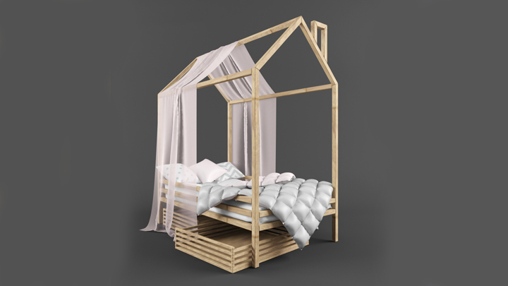 渲染模型_床077