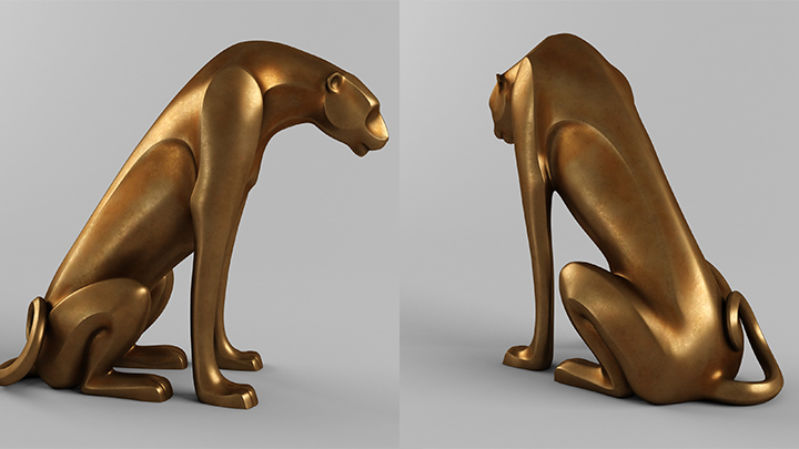 渲染模型_斑豹雕塑001