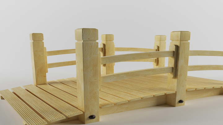 渲染模型_木制花园桥001