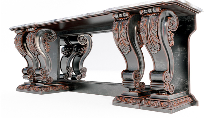 渲染模型_木雕桌子001