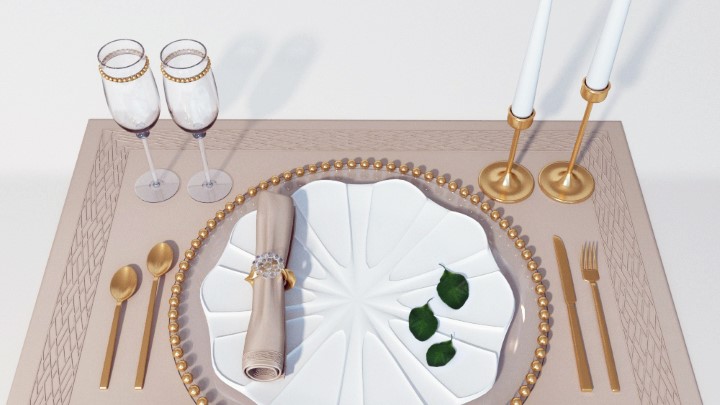 渲染模型_餐具组合002