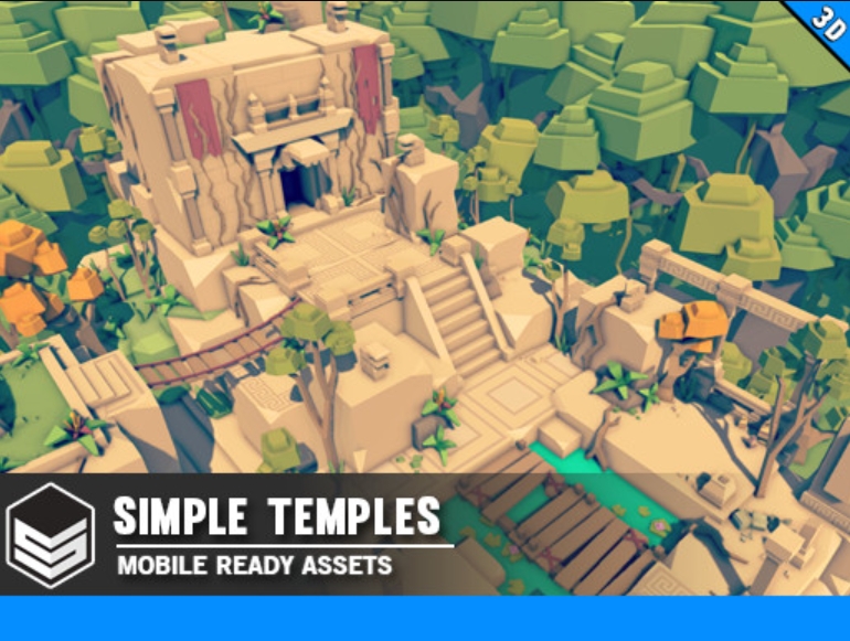 Simple Temples Cartoon Assets v1.1寺庙场景卡通资产