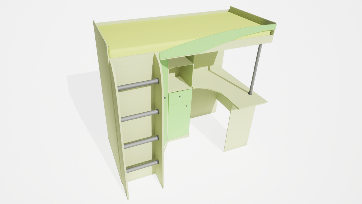 渲染模型_上床下桌001