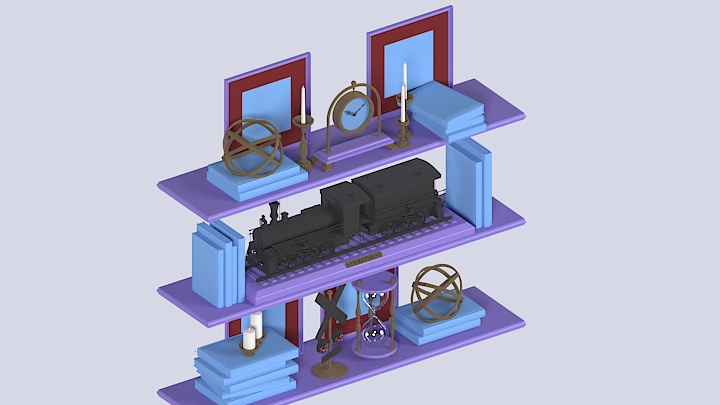 渲染模型_书架035