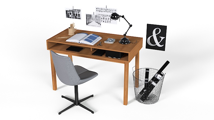 渲染模型_书桌019