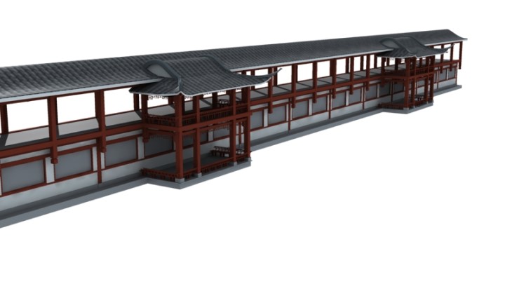 渲染模型_二层长廊001