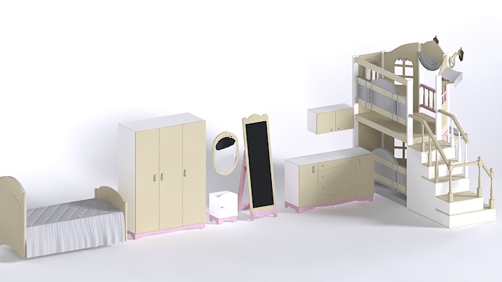 渲染模型_儿童床033