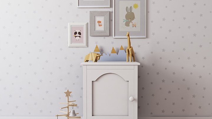 渲染模型_儿童房边柜002