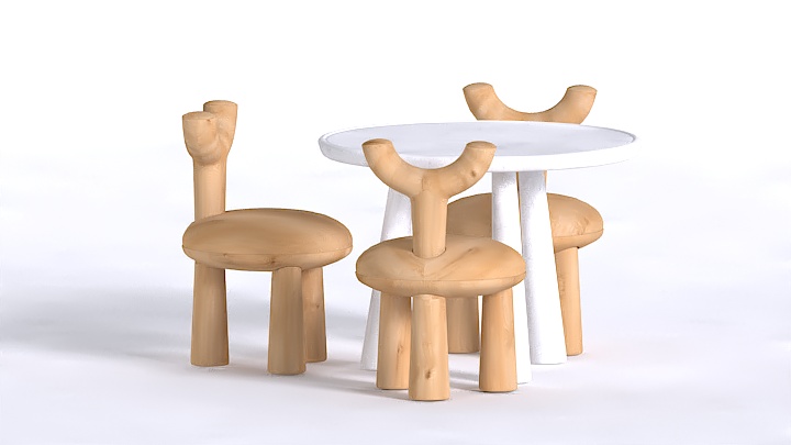 渲染模型_儿童桌椅003