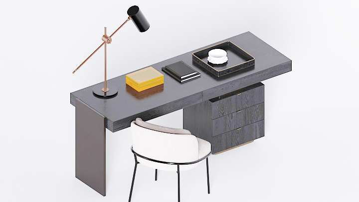 渲染模型_办公桌020