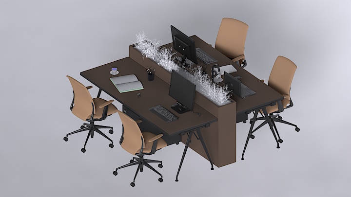 渲染模型_办公桌021