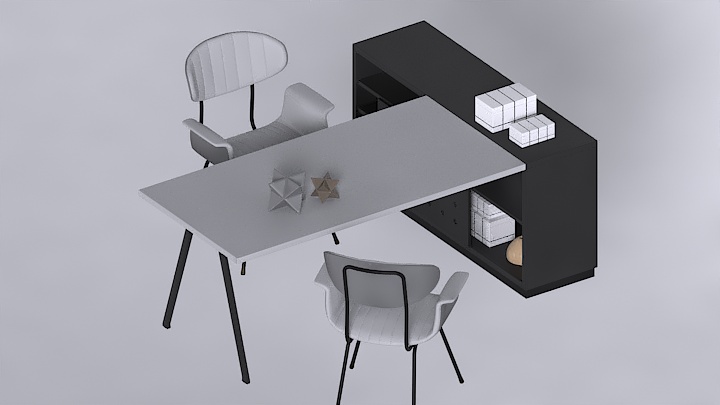 渲染模型_办公桌022