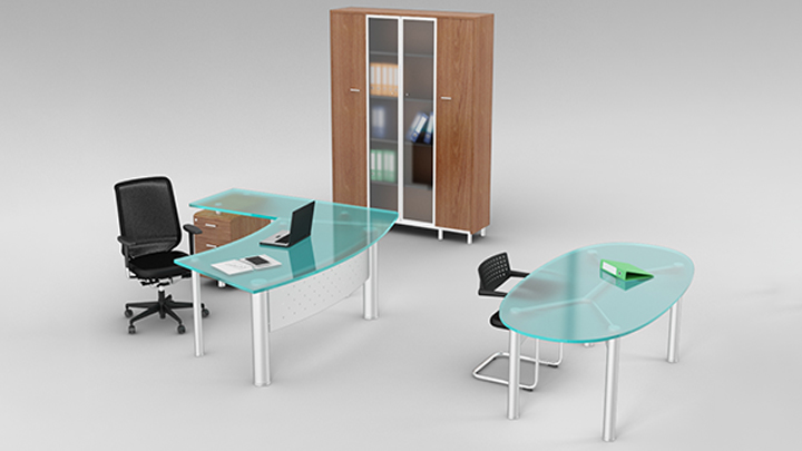 渲染模型_办公桌椅008