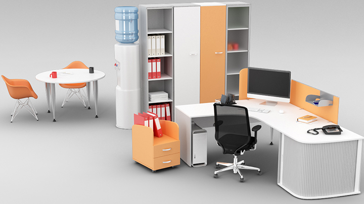渲染模型_办公桌椅028