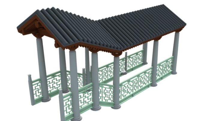 渲染模型_古建廊004