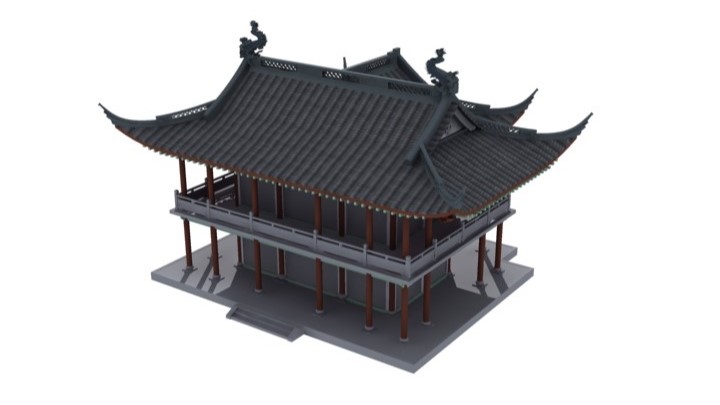 渲染模型_古房茶室003