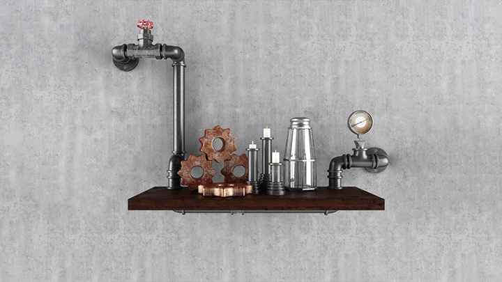 渲染模型_墙面置物架002