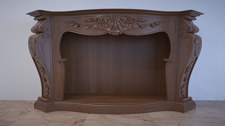 渲染模型_木制壁炉001