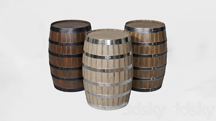 渲染模型_木桶004