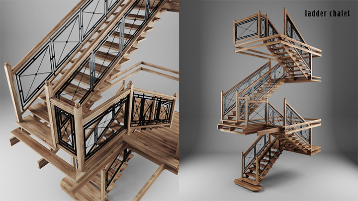 渲染模型_木梯002