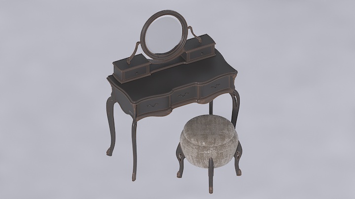 渲染模型_桌凳003