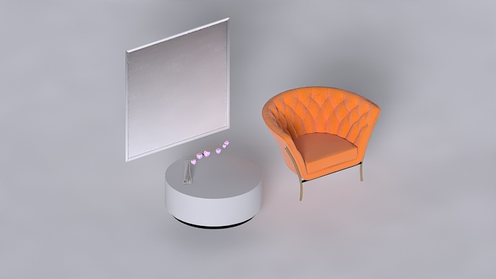 渲染模型_桌椅电视001