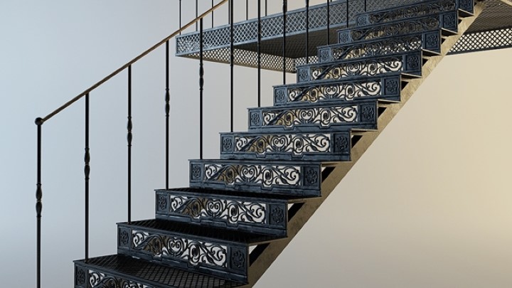 渲染模型_楼梯栏杆001