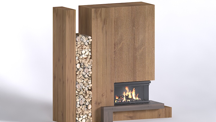 渲染模型_火焰壁炉001