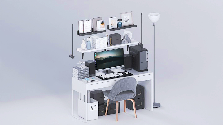 渲染模型_电脑桌011