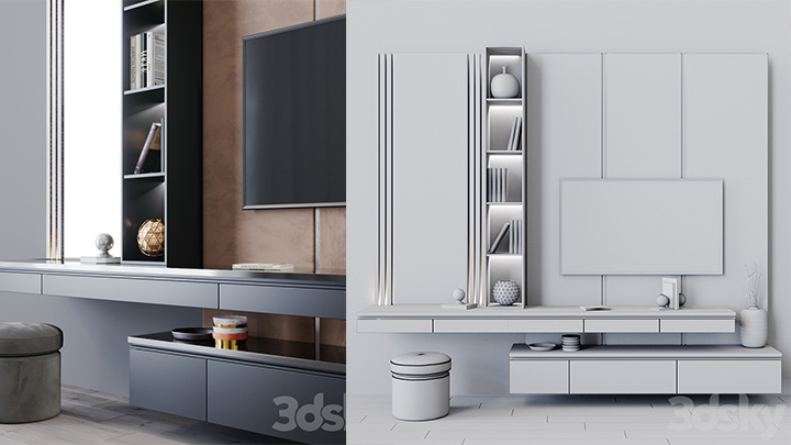 渲染模型_电视墙014