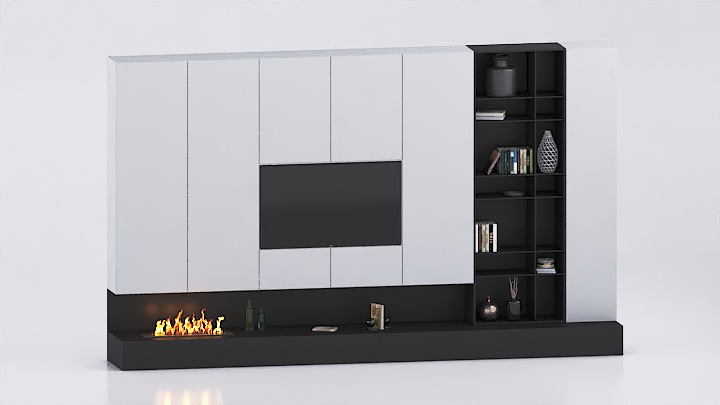 渲染模型_电视墙柜008