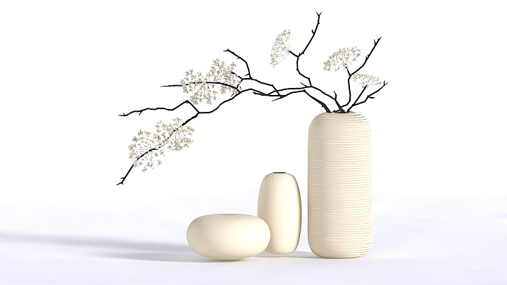 渲染模型_花瓶花束001