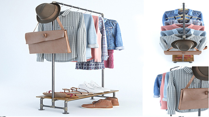 渲染模型_落地衣架001