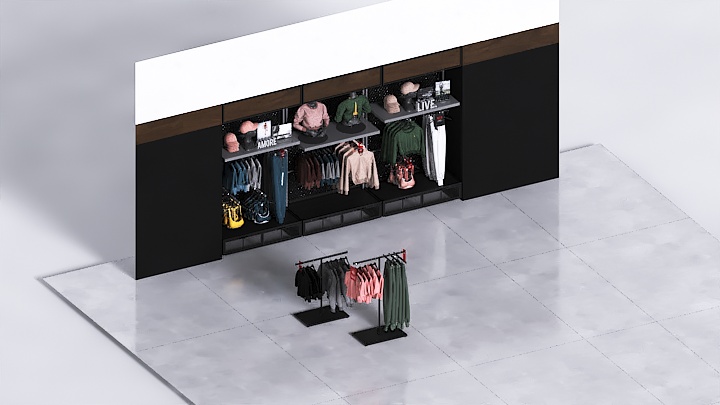 渲染模型_衣服展示架001