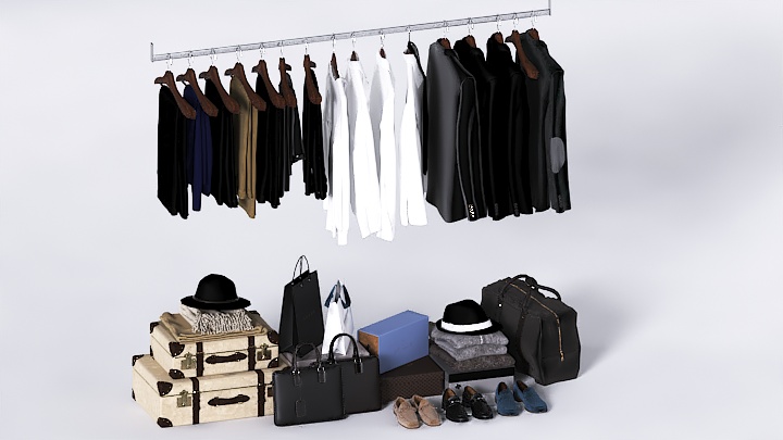 渲染模型_衣服展示架003